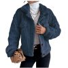 Women Sherpa Jacket Lapel Fleece Button Plush Coat