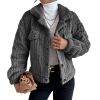 Women Sherpa Jacket Lapel Fleece Button Plush Coat