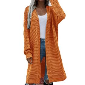 Women Open Front Cardigan Casual Soft Knit Sweater (Color: Yellow)