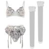 Fall Sexy Lingerie Three Point Heart Shape Embroidered Thin Lace Bra Sexy Four Piece Set