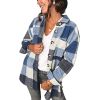 Women Flannel Plaid Jacket Button Down Shirts Coats Shacket