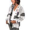 Women Flannel Plaid Jacket Button Down Shirts Coats Shacket