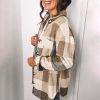 Women Flannel Plaid Jacket Button Down Shirts Coats Shacket