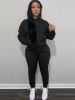 Plus Size Hoodie Drawstring Sweatshirt & Sweatpants Set; Women's Plus Solid Medium Stretch Casual 2pcs Set Outfits