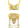 Sexy Lingerie Yellow Embroidery Floral Garter Sexy Mesh See through Hollow Out Cutout out Gathering Bra