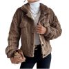 Women Sherpa Jacket Lapel Fleece Button Plush Coat